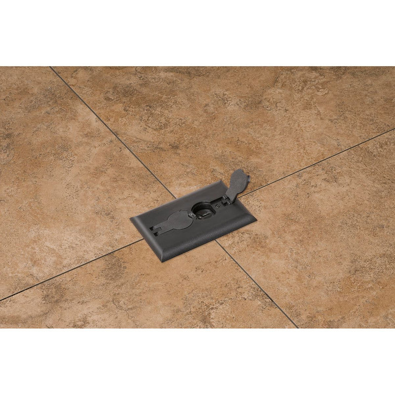 Floor Boxes Rectangular Arlington FLBRF101BL Rectangle Floor Box Outlet, Flip Lids, Black Cove