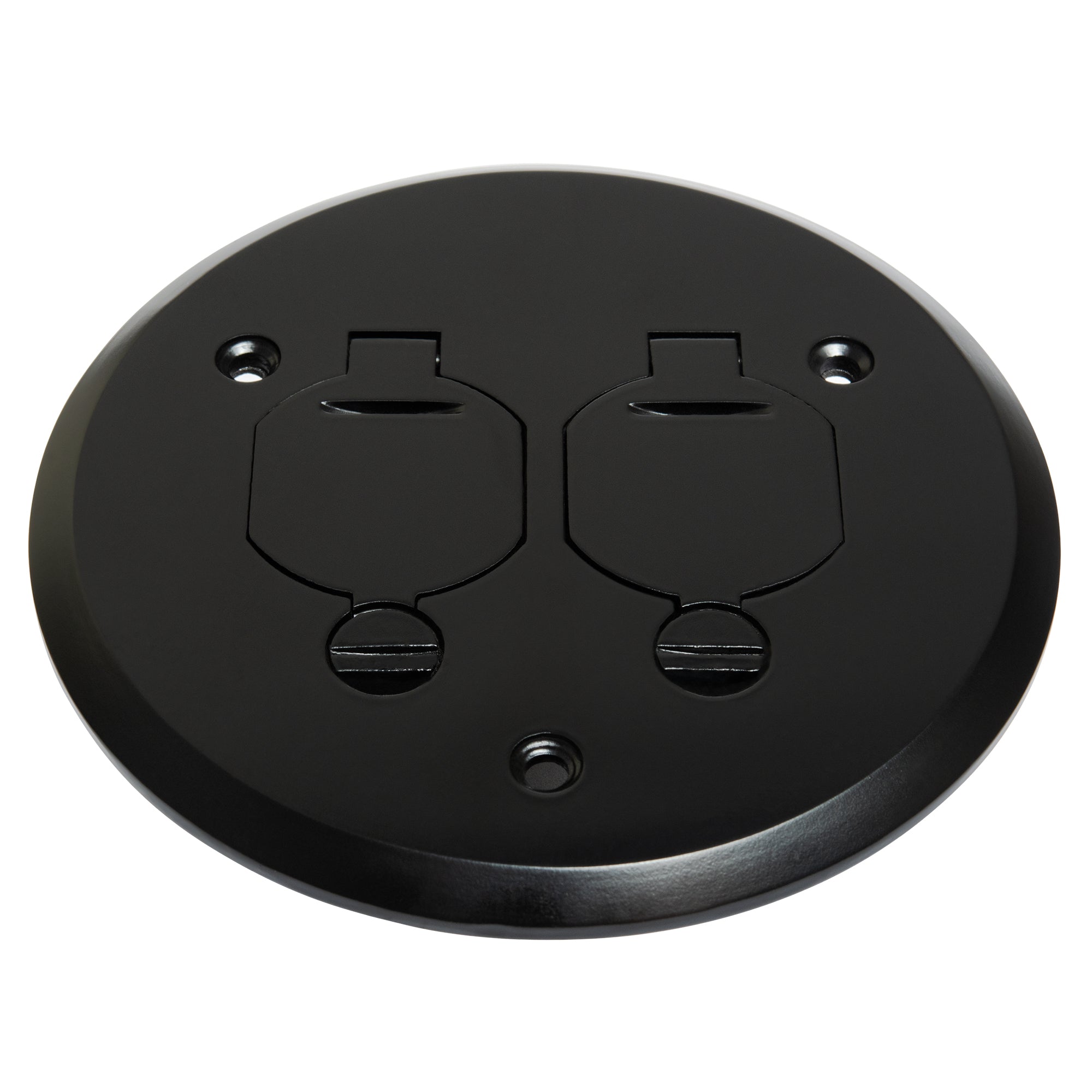 Lew Electric PBR1-FPBK Duplex Round Floor Box, Flip Lids - Matte
