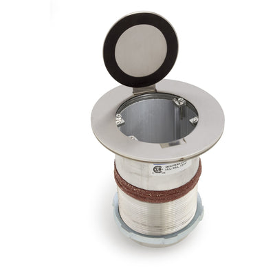 Poke-thru 4" Core Drill Floor Box, 4 Power, 4 Keystone - Stainless