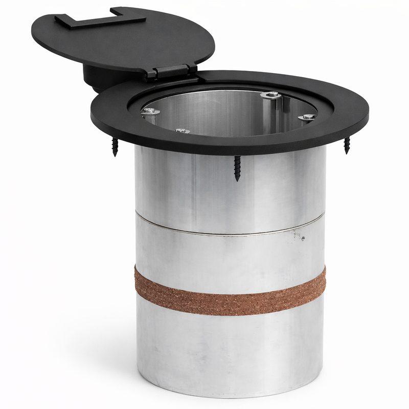 Poke-thru 6" Core Drill Box, Recessed, 4 Power - Black