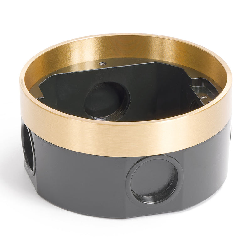 Lew MW-332-DA Round Shallow Concrete Floor Box for Core Drills, Brass, Side View