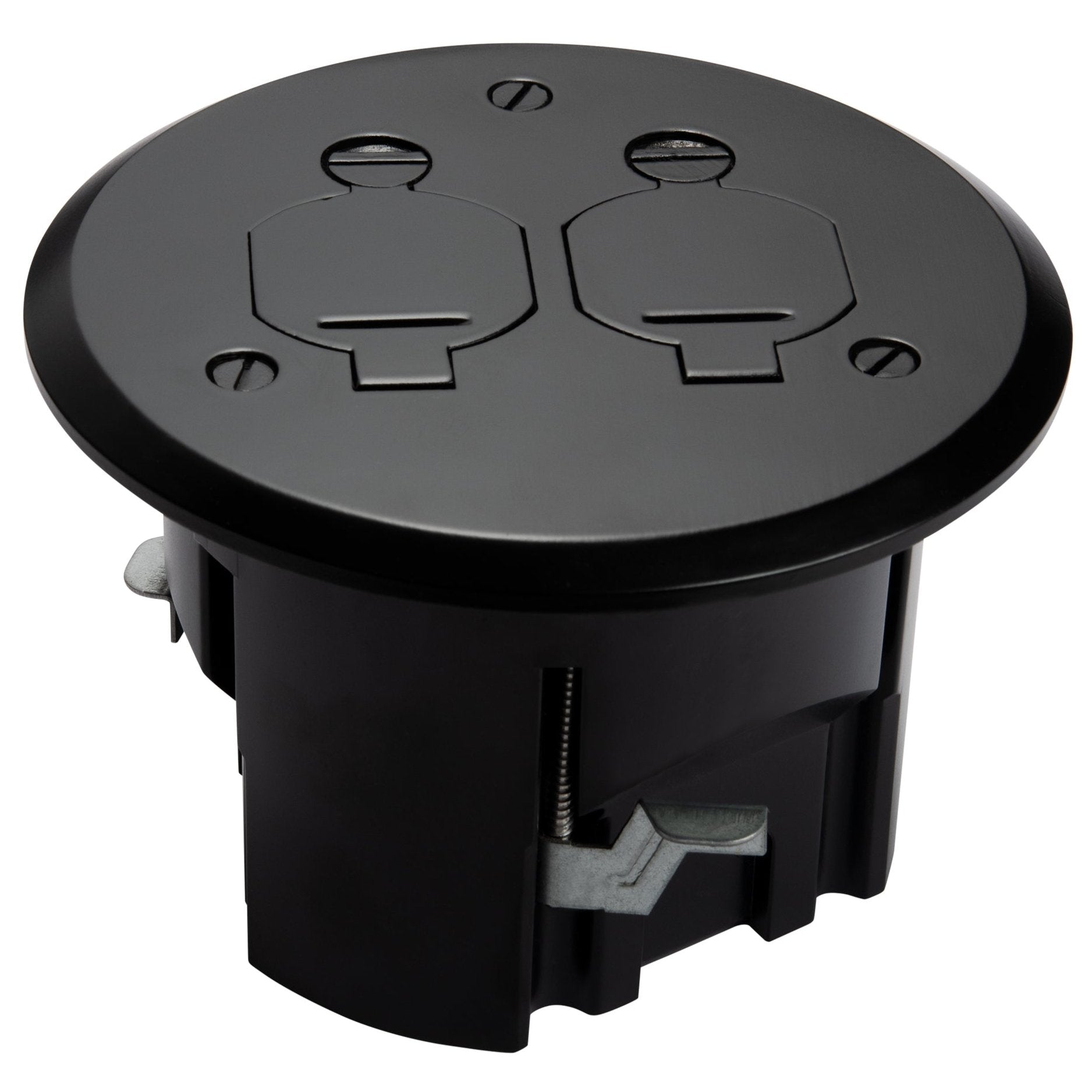 Lew Electric PBR1-FPBK Duplex Round Floor Box, Flip Lids - Matte