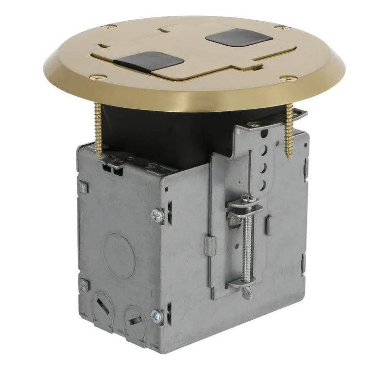 Raco 6239BP Recessed Receptacle Round Floor Box, Brass