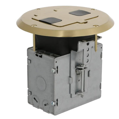 Hubbell RF515BP Recessed Receptacle Round Floor Box, Brass
