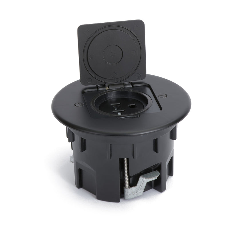 Lew RB-OBK Single Receptacle Round Floor Box, Flip Lid, Matte Black ...