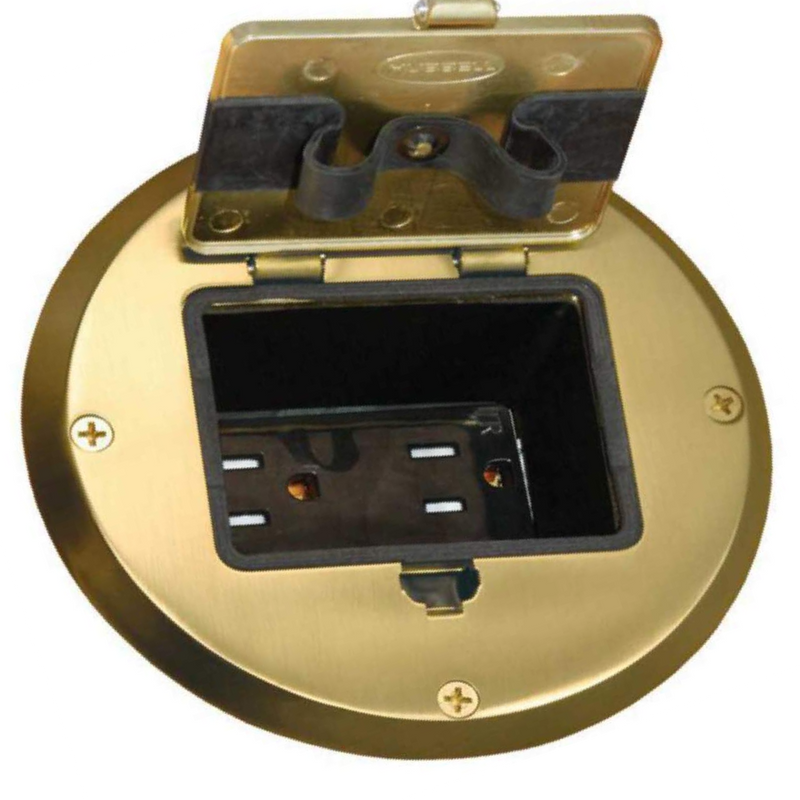 Raco 6239BP Recessed Receptacle Round Floor Box, Brass