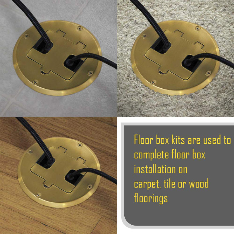 Hubbell RF515BP Recessed Receptacle Round Floor Box, Brass