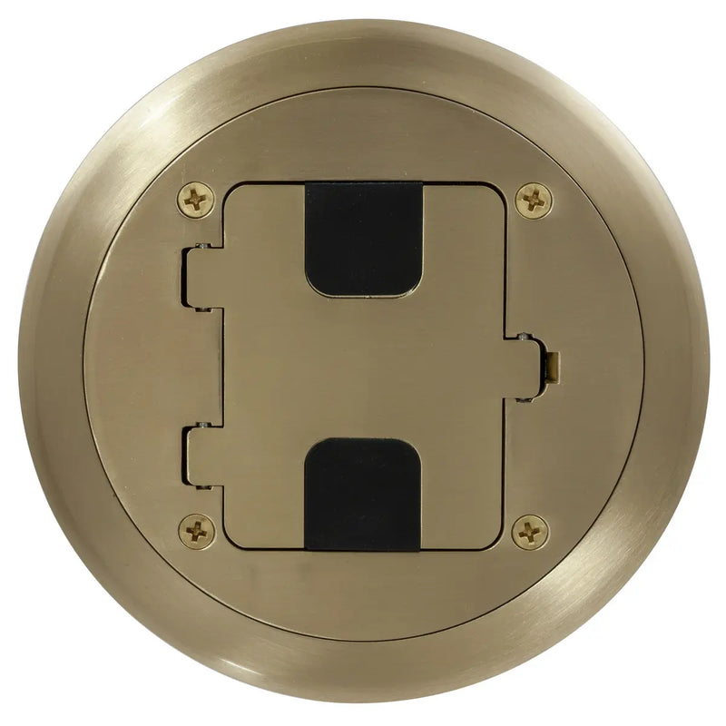 Hubbell RF515BP Recessed Receptacle Round Floor Box, Brass