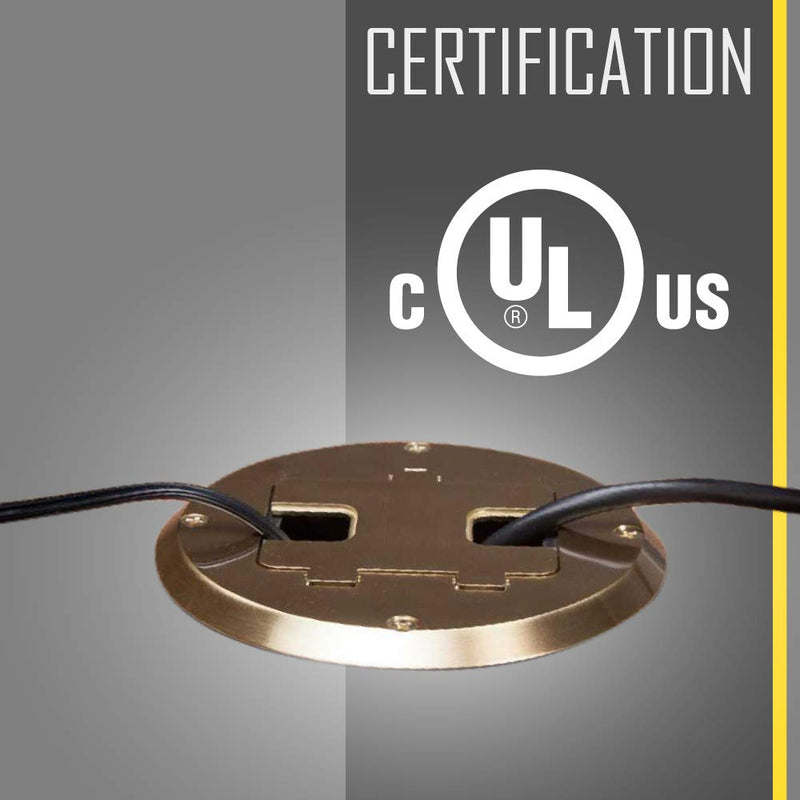 Hubbell RF515BP Recessed Receptacle Round Floor Box, Brass