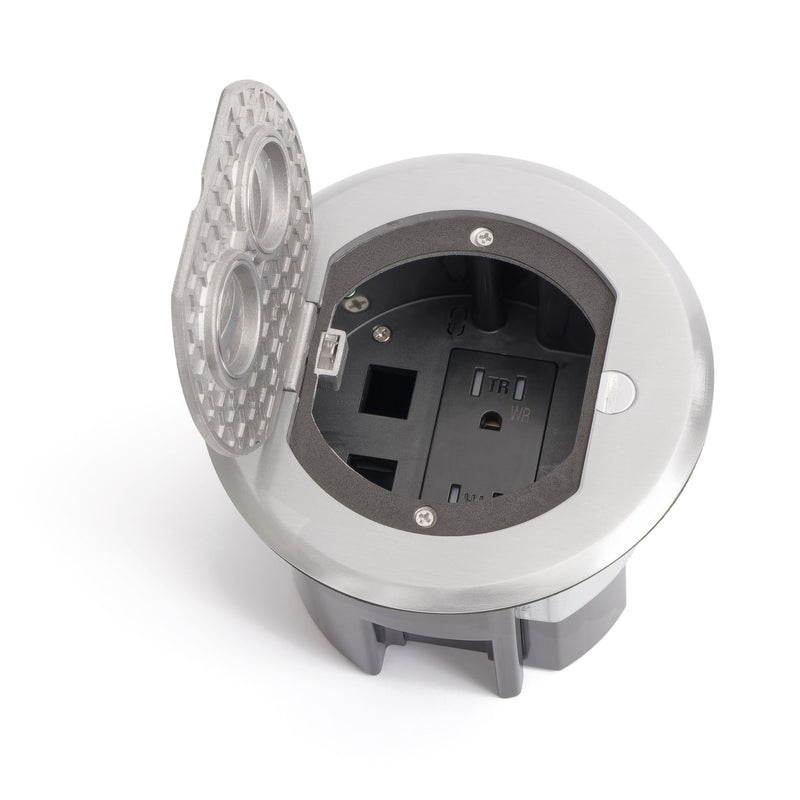 Lew Electric RRFB-A Concealed Plug Electrical Floor Box, Aluminum, Open