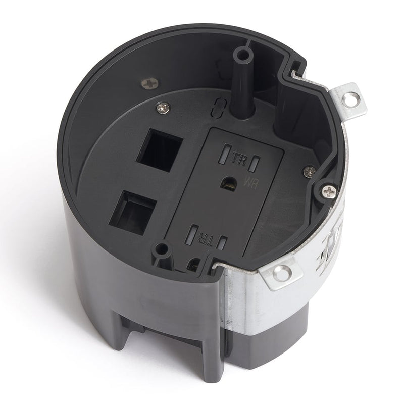 Round Concrete Floor Box, Recessed Power and Data, Aluminum