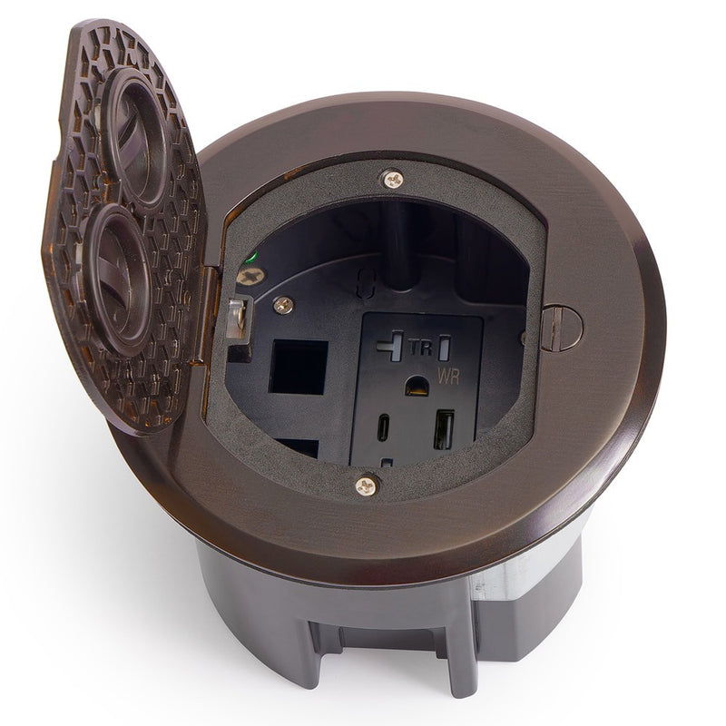 Lew Electric RRFB-MB-USBAC Concealed Plug Electrical Floor Box, Dark Bronze