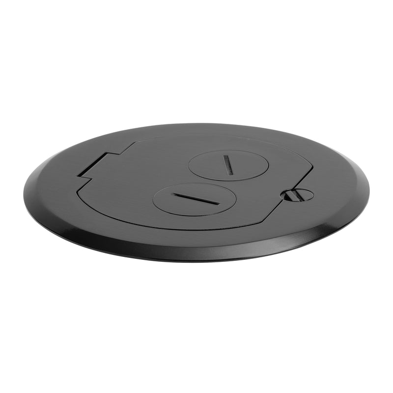 Round Concrete Floor Box, Recessed Power, USB-A/C Charging, Data, Black