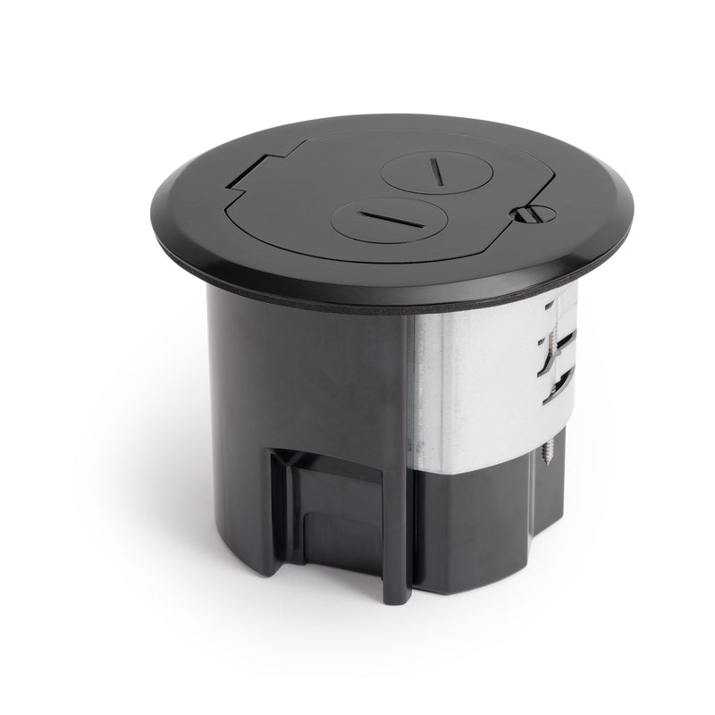 Lew Electric RRFB-MB Concealed Plug Electrical Floor Box, Matte Black