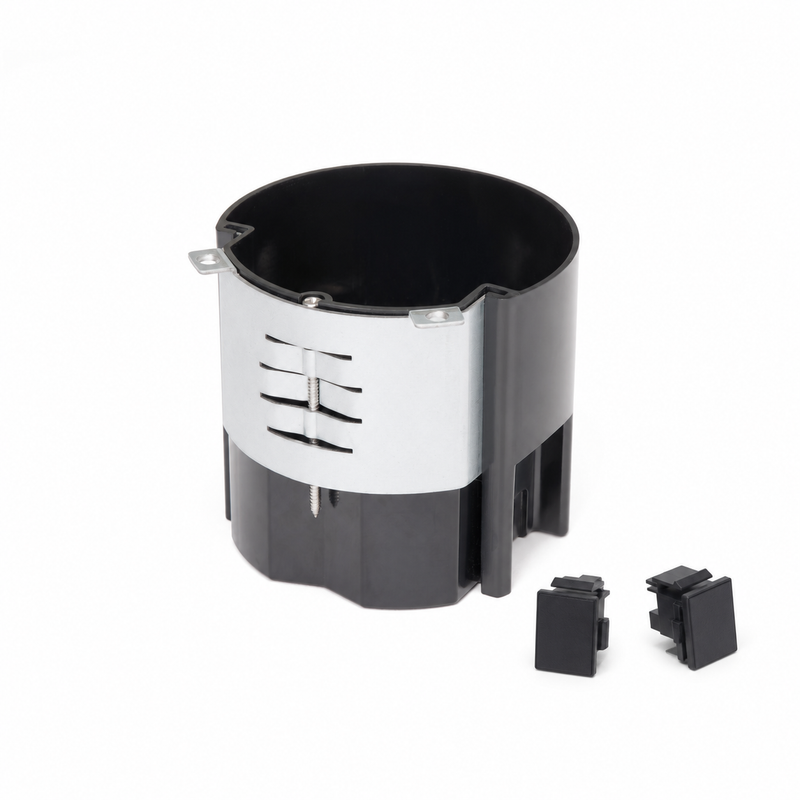 Round Floor Box with Recessed USB-C/C Charging Outlet for Wood or Concrete, Matte Black