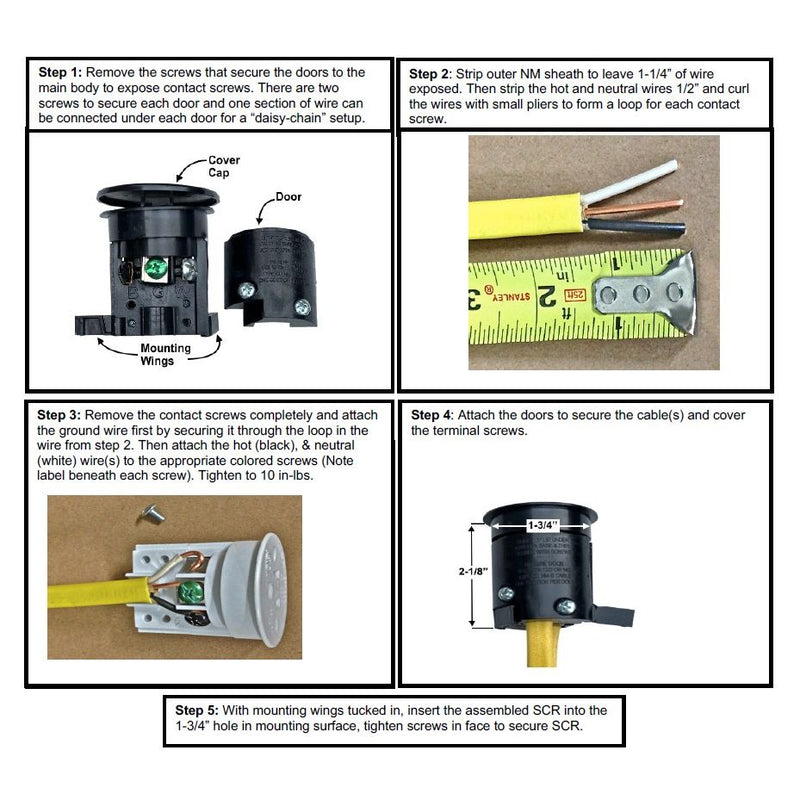 Sillites SCRW, Self Contained Receptacle Outlet, Flush Mount, White