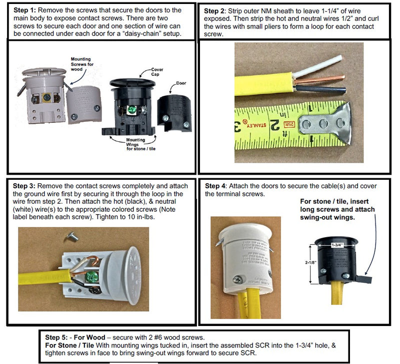 Sillites SCRW, Self Contained Receptacle Outlet, Flush Mount, White