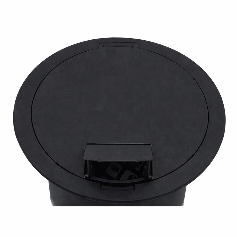 6" Round Poke Thru Core Drill Flush Box, 2 Power, 12, Keystones - Black