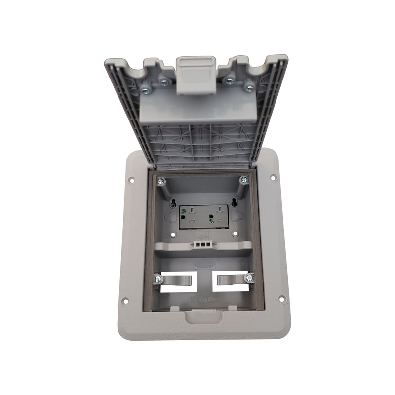 Deck Power Grommet, Duplex Outlet, Weatherproof Electrical Box - Gray
