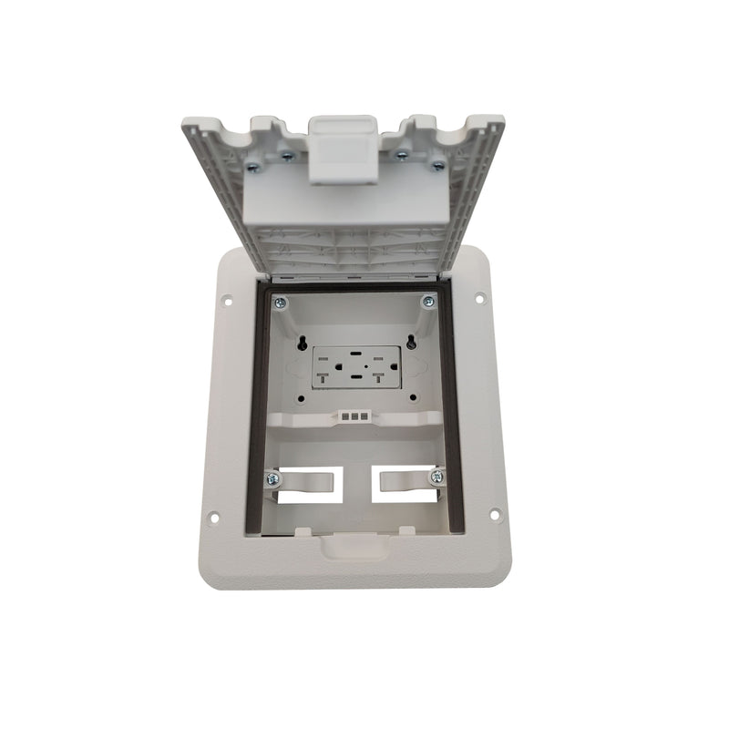 Deck Power Grommet, USB-CC Outlet, Weatherproof Electrical Box - White