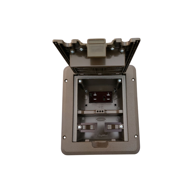 Deck Power Grommet, Duplex Outlet, Weatherproof Electrical Box - Bronze