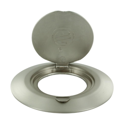 Sillites FRBN Floor Ring With Hinged Lid, Brushed Nickel, No Receptacle, Open