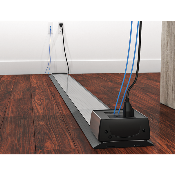 FSR SW-321STK-1P1D15-ALM Floor Raceway, 3'-6' Length, 2 Power, 1 Data, Aluminum, 15' Power