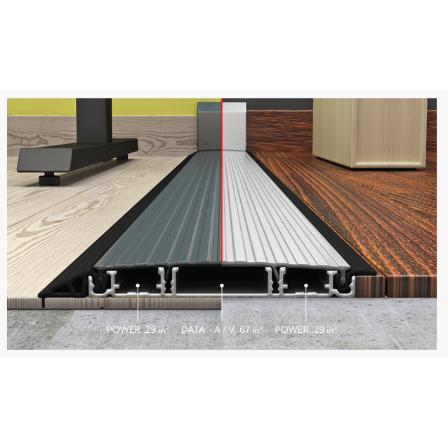 FSR SW-321STK-2P15-ALM Floor Raceway, 3' to 6' Length, 4 Power, Aluminum, 15' Power