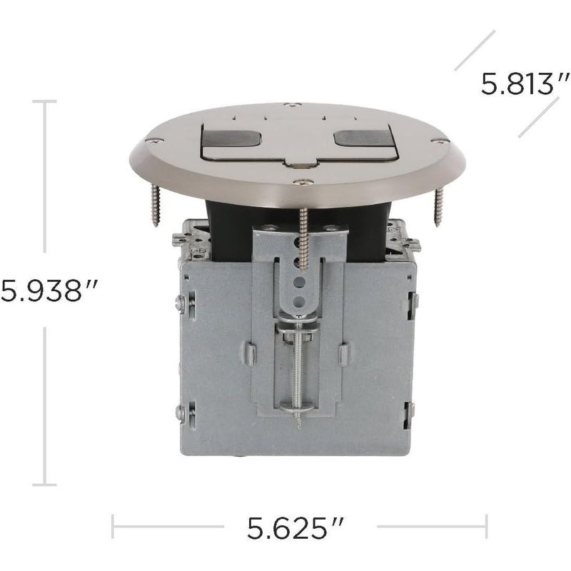 Hubbell RF515NI Recessed Receptacle Round Floor Box, Nickel