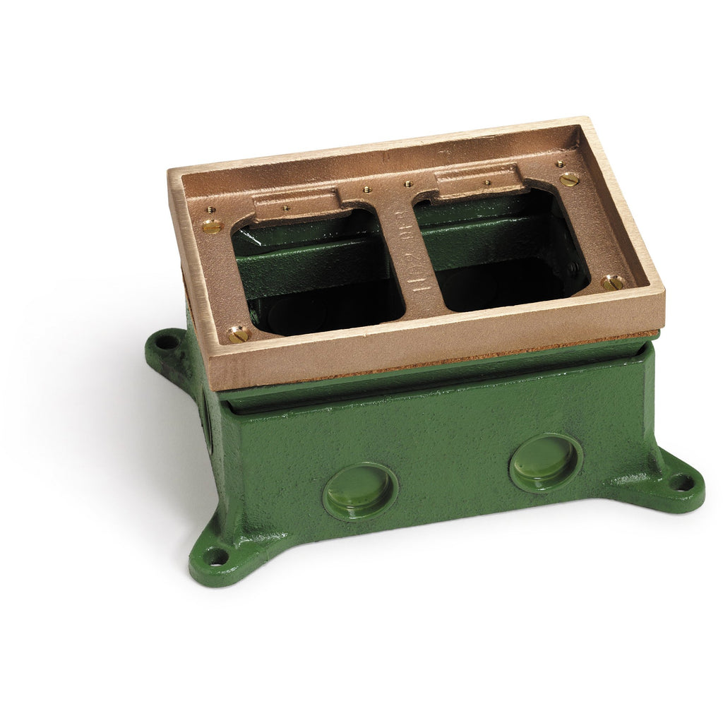 Lew Electric 1102-58 2 Gang Concrete Floor Box, Adjustable, Brass