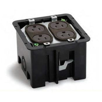 Plastic floor box with 4 power