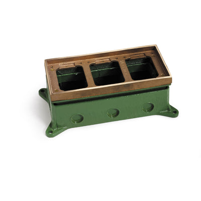 Lew Electric 1103-58 3 Gang Concrete Floor Box, Adjustable, Brass