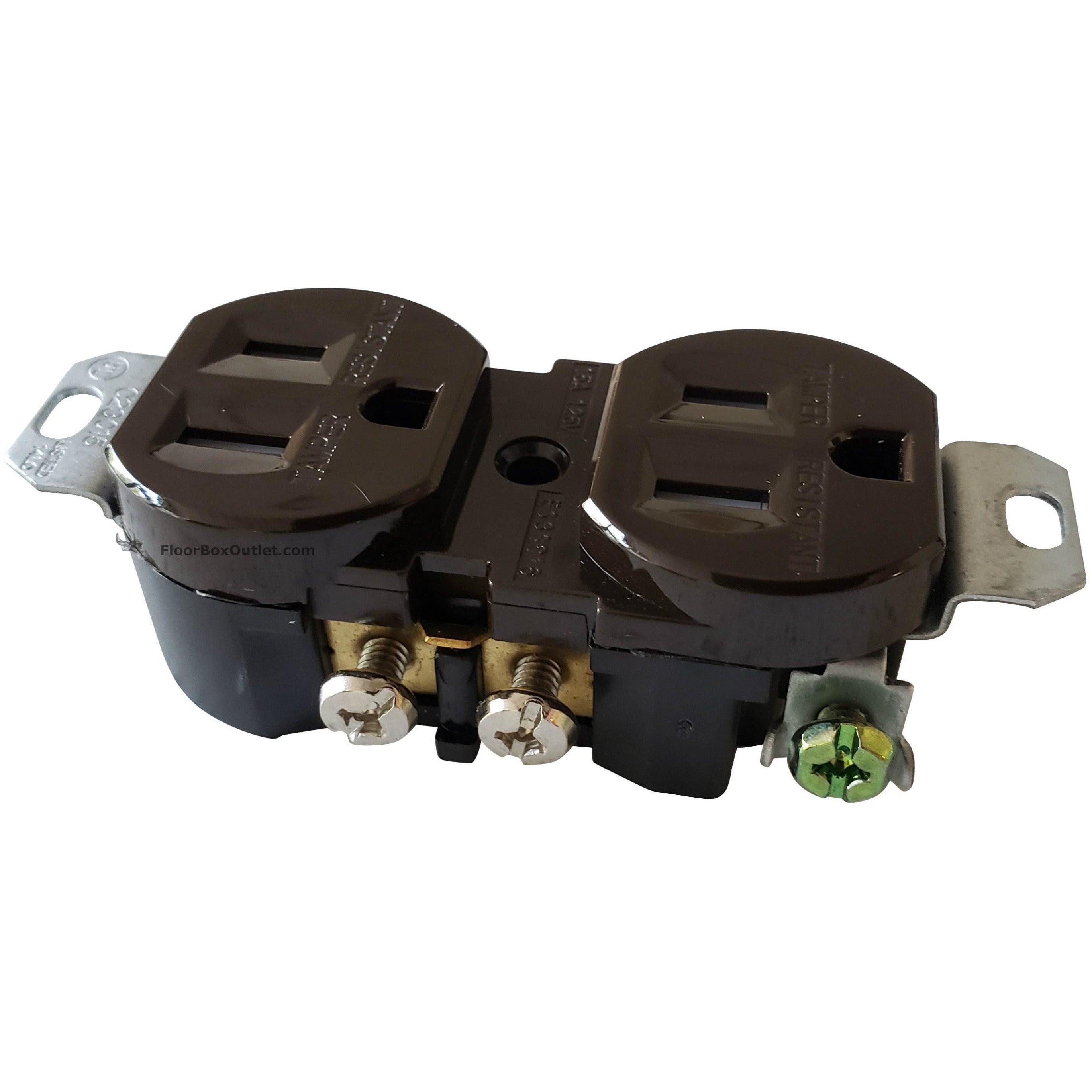 804-DRU Brown Duplex Outlet for Lew Electric Recessed Wood Floor