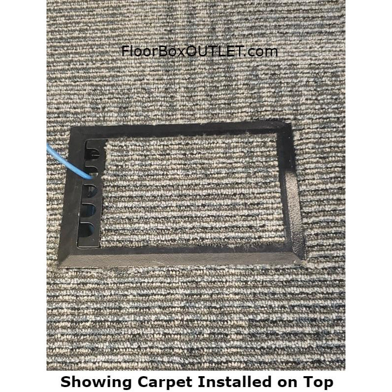 Showing carpet installed on top of floor box
