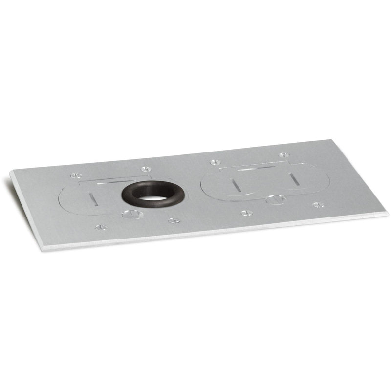 Lew Electric RCFB-2-A Concealed Plug Floor Box, Two Duplexes, Aluminum - Showing Cover
