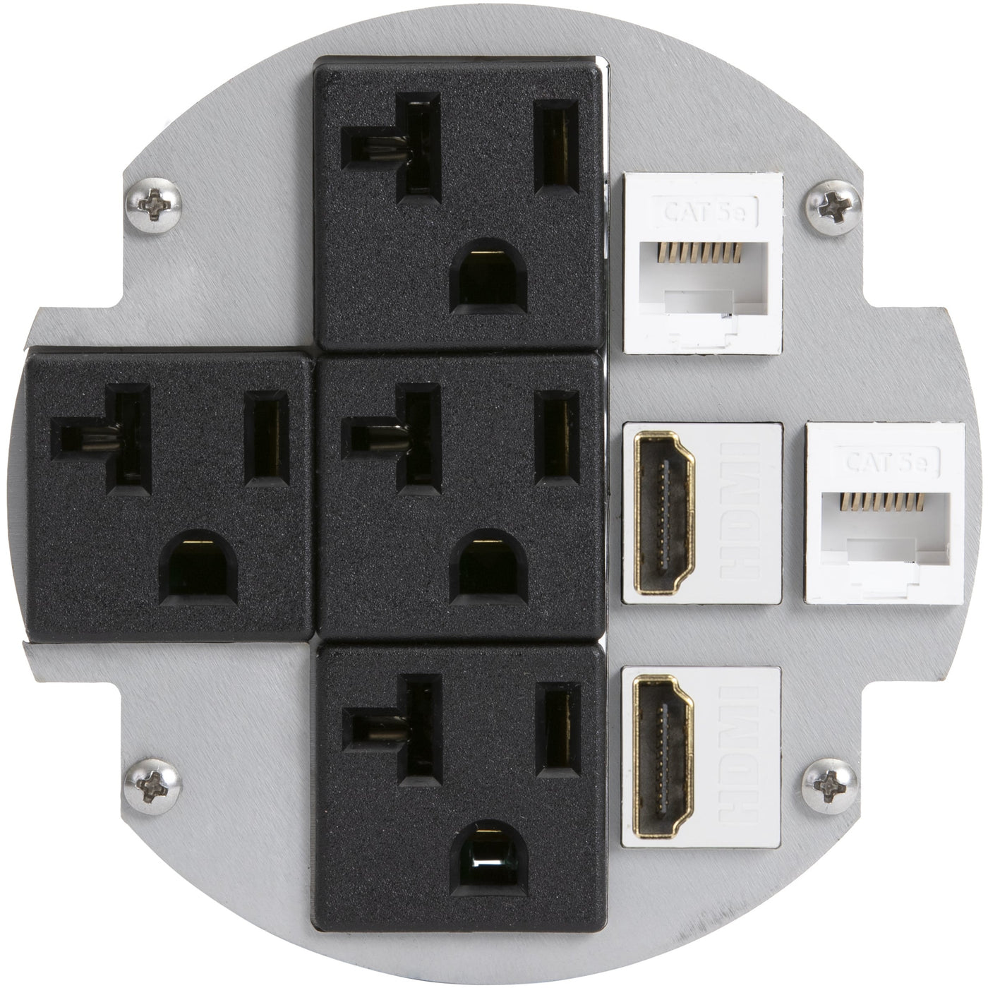 Round Poke Thru Recessed Floor Box, 4 Power, 4 Keystones - Black ...