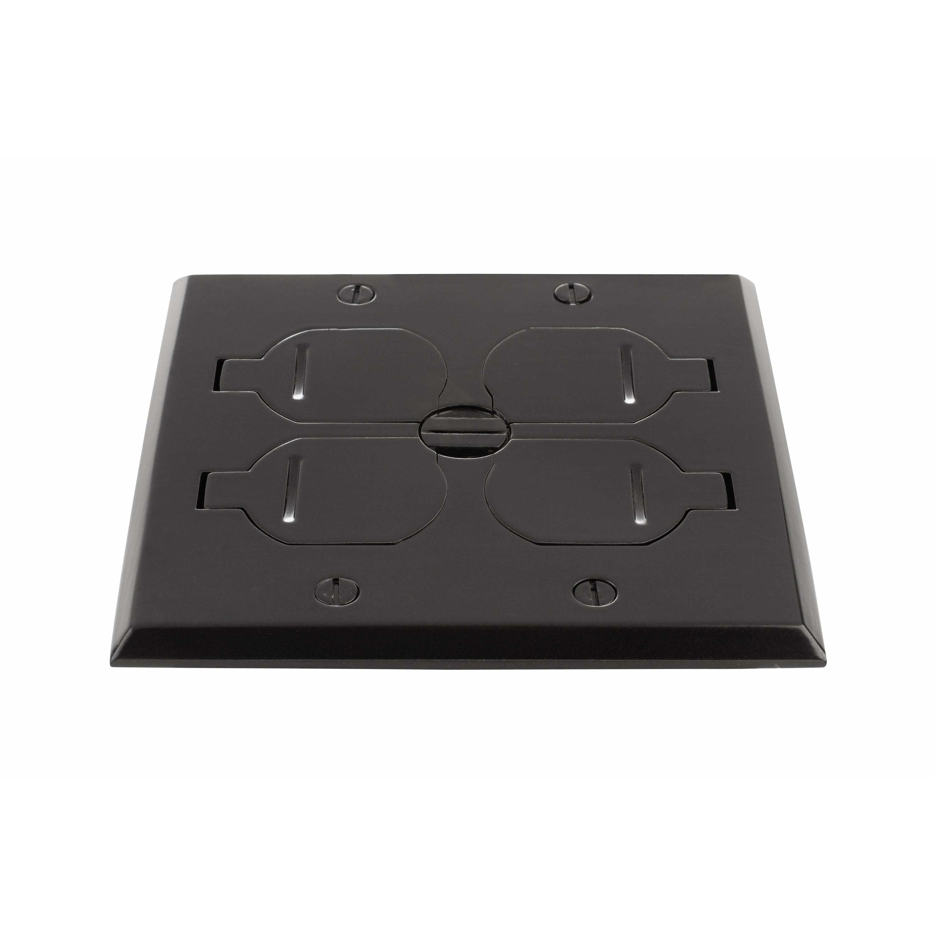 2 Duplex Plastic Floor Box with Metal Dark Bronze Cover, Flip Lids