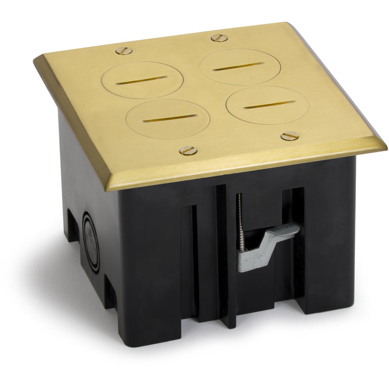 Lew Electric PB2-SPB 2 Duplex Plastic Floor Box, Screw Plugs, Brass