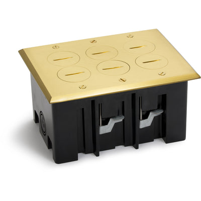 Lew Electric PB3-SPB 3 Duplex Plastic Floor Box, Screw Plugs, Brass