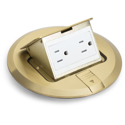 Lew Electric PUFP-SQ-BD Pop Up Floor Box, 15A Outlet, No Box, Brass