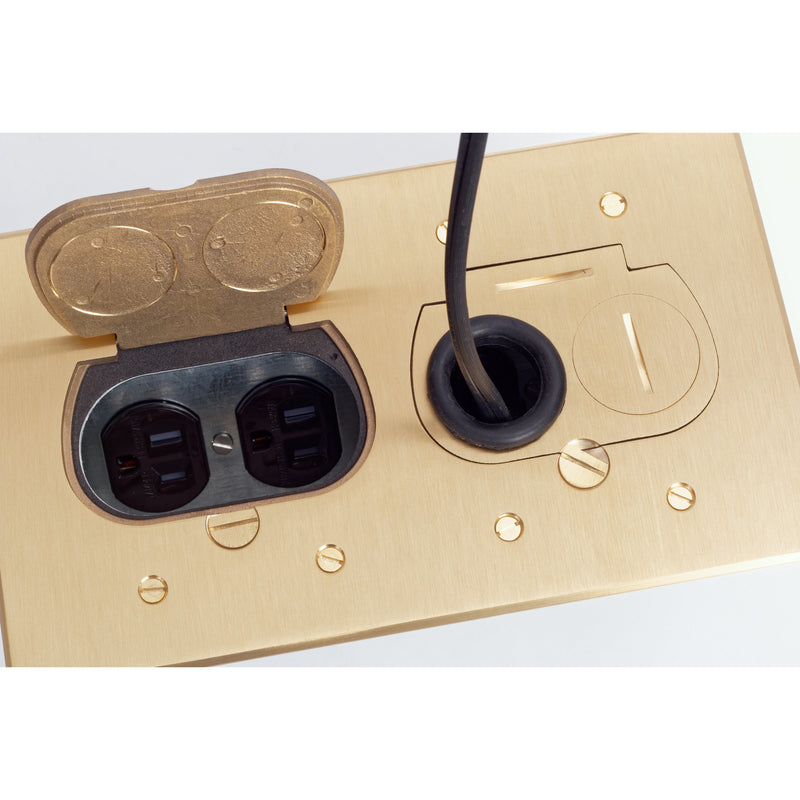 Lew Electric RCFB-2 Concealed 4 Plug Floor Box, Brass. Hide the plug in the floor box