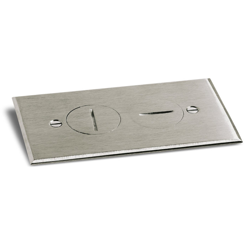 Recessed Floor Plate w/ Box, 1 15A Duplex, 2 Screw Plug - Nickel Silver