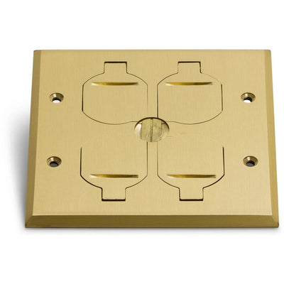 Lew Electric RRP-4-FPB 2 Duplex Flip Lid Cover for 1102-PB Box - Brass