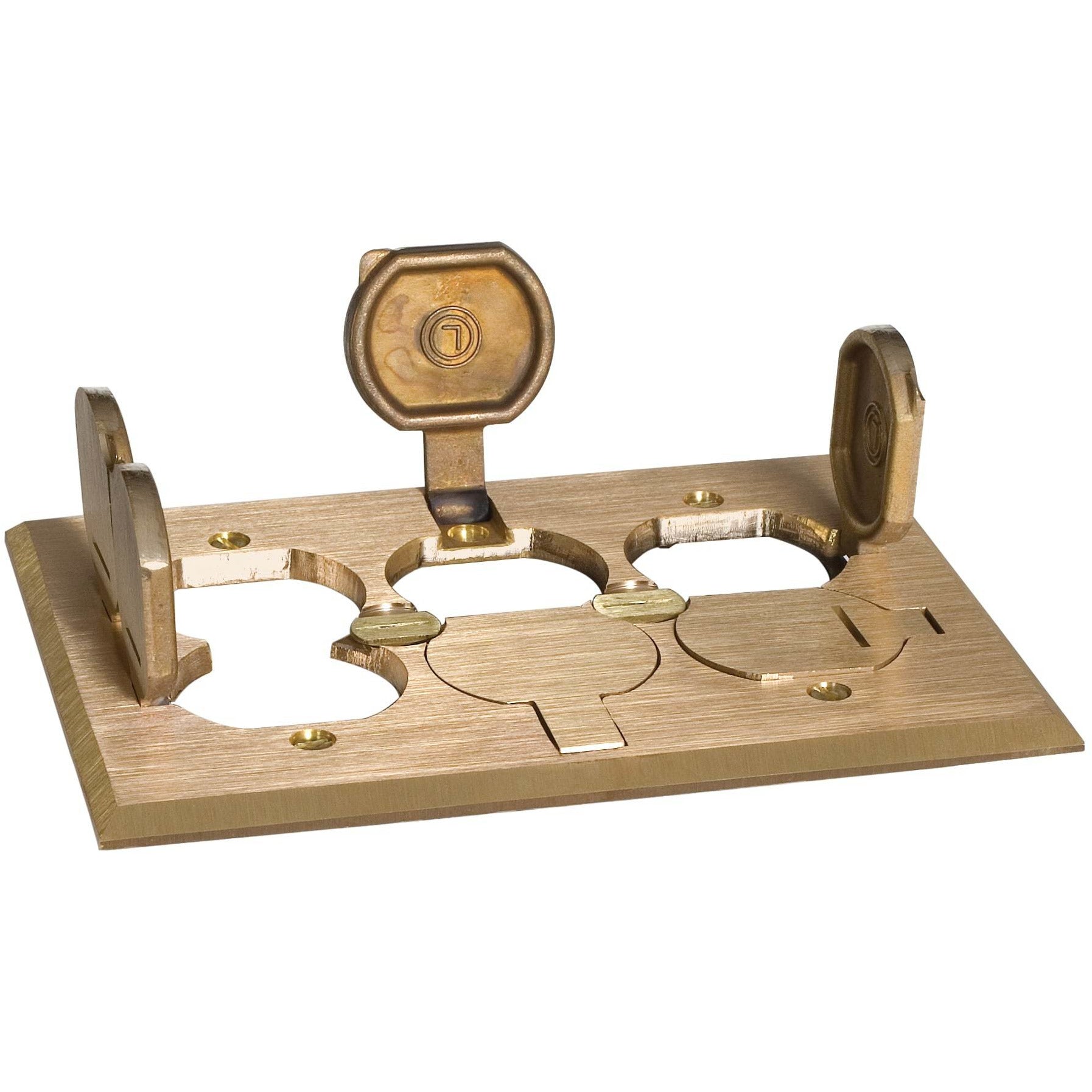 Lew Electric SWB-6-LR 3 Duplex Floor Plate, Flip Lids, Back Box