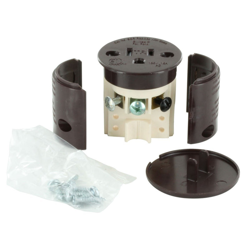 Sillites SCRBR, Self Contained Receptacle Outlet, Flush Mount, Brown