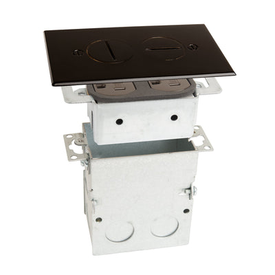 Lew Electric SWB-2-DB Duplex Electrical Floor Outlet with Backbox, Screw Plug, Dark Bronze