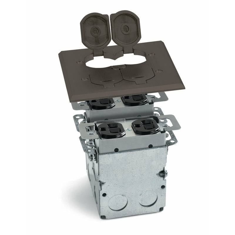 Lew Electric SWB-4-LR 2 Duplex Floor Plate, Flip Lids, Box - Bronze ...