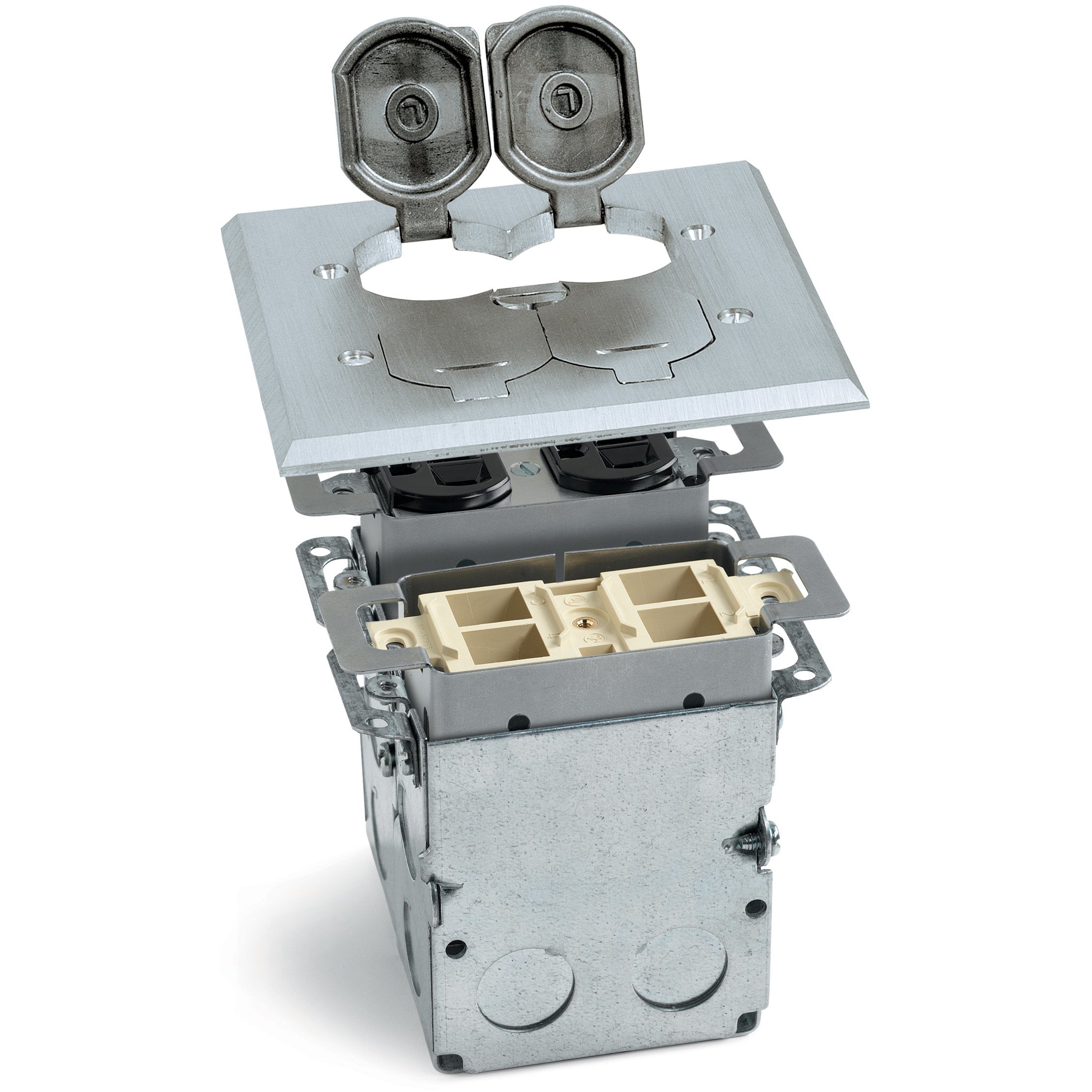 Lew Electric SWB-4-LR-A 2 Duplex Floor Plate, Flip Lids, Box